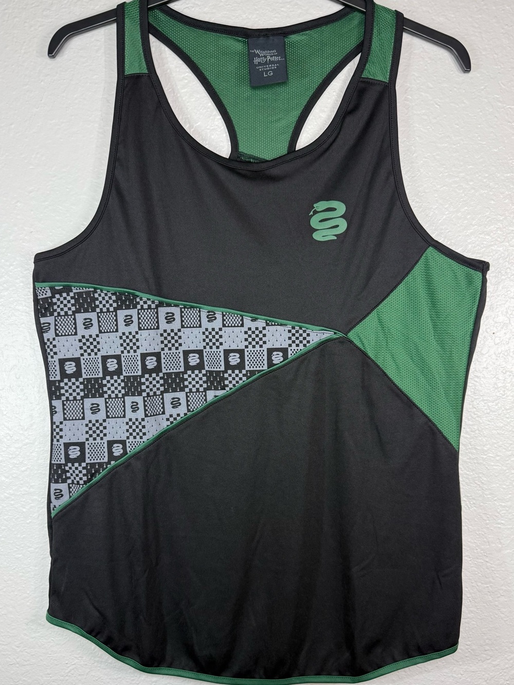 Harry Potter Slytherin Hogwarts Tank Top Size L Snake Racerback Green Black